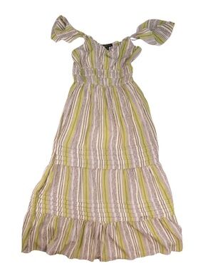 Max & Ash Tiered Maxi Dress Size Large Striped Tie Strap Boho